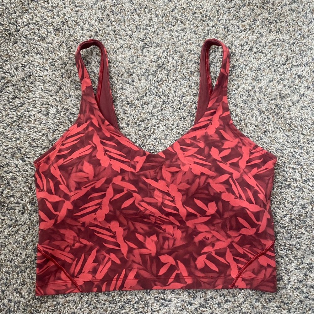 Lululemon Align Cropped Tank Top Spray Leaf Fireside Red Multi